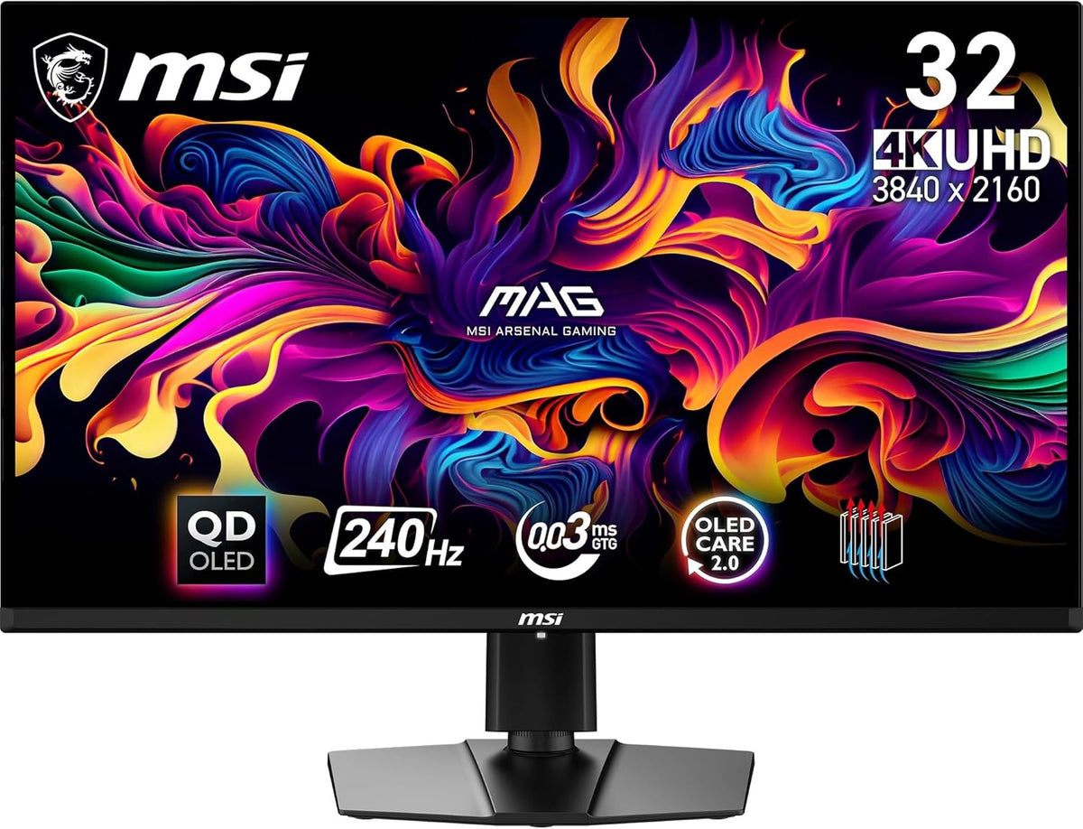 Monitor Gaming MSI MAG 321UPX QD-OLED de 31,5" 4K UHD - Panel Quantum Dot OLED 3840 x 2160, 240Hz / 0,03ms, 99% DCI-P3, ΔE≤2, DisplayHDR True Black 400 - DP 1.4a, HDMI 2.1, USB Type-C