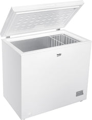 Congelador horizontal Beko CF200CWN, arcón congelador, 198 l de capacidad útil, 1 cesta para congelados, función de congelación rápida, ruedas de transporte, sistema de indicador LED, 40 dB(A), blanco