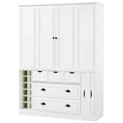 Despensa de cocina independiente Whisen de 71'' de altura, armario de almacenamiento grande para comedor, alacena con 4 puertas plegables, estantes y botelleros
