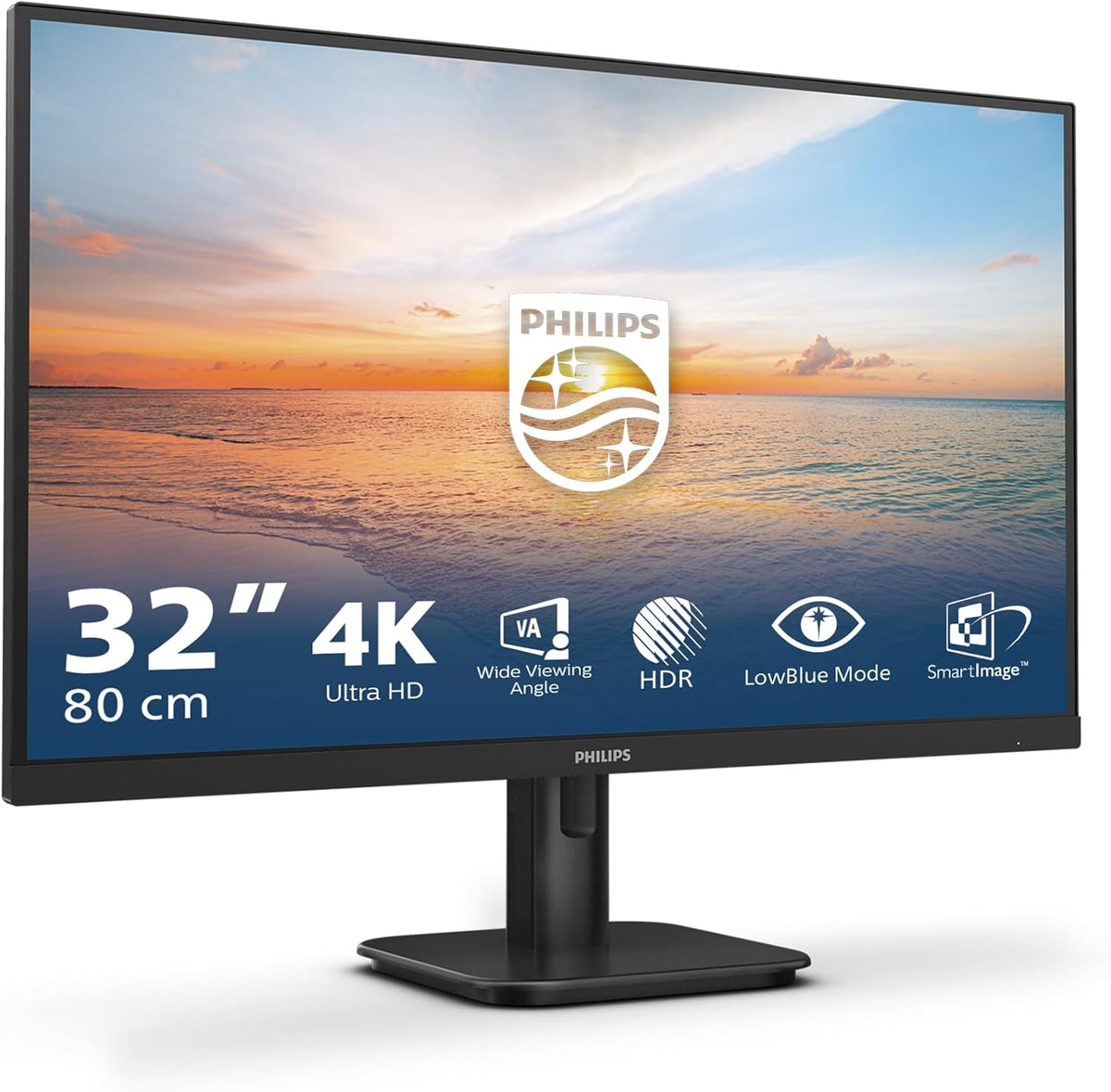 Philips 32E1N1800LA - Monitor Ultra HD de 32 pulgadas, Adaptive Sync, HDR10, altavoces (3840x2160, 60 Hz, DisplayPort, HDMI) negro