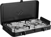 CADAC - 2 Cook 3 Turbo Deluxe y cúpula de parrilla universal - Barbacoa de gas de sobremesa con 2 quemadores y tapa de aluminio - Set de barbacoa para camping al aire libre con encendido piezoeléctrico y dispositivo de fallo de llama - 50mBar