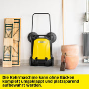 Barredora Kärcher S 4 Twin 2 en 1, amarillo/negro | Rendimiento de superficie máx.: 2400 m²/h, 2 cepillos laterales, depósito de suciedad: 20 l, ancho útil: 680 mm