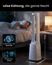 Ventilador sin aspas Pro Breeze OmniAir de 105 cm con purificador de aire: ventilador inteligente para el hogar, Wi-Fi, aplicación, filtro HEPA 13, 10 velocidades: ventilador de torre muy silencioso, 5 modos, oscilación automática de 75°