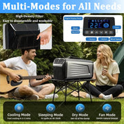 Aire acondicionado portátil para camping de 5200 BTU, unidad silenciosa 4 en 1 con mando a distancia, aire acondicionado móvil para tienda de campaña, caravana, coche, garaje, uso interior y exterior A-12V