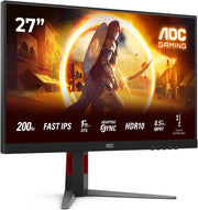 AOC Gaming 27G4HA - Monitor Full HD de 27 pulgadas, 200 Hz, 1 ms, compatible con G-Sync, HDR10 (1920x1080, 2x HDMI 2.0, 1x DisplayPort 1.4) Negro-Rojo
