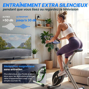 Ultrasport F-Bike Bicicleta estática plegable | Extra silenciosa hasta 130 kg con sillín cómodo, bicicleta estática plegable