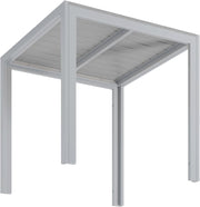 Mesa de jardín de aluminio LIFERUN, mesa de balcón de WPC de 75x75 cm resistente a la intemperie, mesa cuadrada para terraza, mesa de comedor antideslizante para exteriores, marrón teca + gris claro