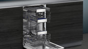 Siemens SR65YX08ME, lavavajillas inteligente iQ500 totalmente integrable, 45 cm de ancho, tercera bandeja para cubiertos, Zeolita, extra silencioso, aquaStop, apertura automática de puerta al finalizar el programa, varioSpeed, iluminación interior