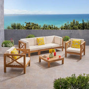 Set de conversación de 6 piezas de madera de acacia Brava Outdoor de Christopher Knight Home