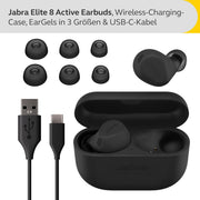 Auriculares inalámbricos Bluetooth intraurales Jabra Elite 8 Active con cancelación activa de ruido (ANC) híbrida y adaptativa y 6 micrófonos integrados, resistentes al agua y al sudor - Negro