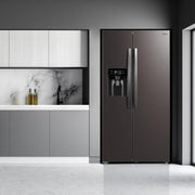 Midea KS-DDX 6.32 WT Frigorífico americano / 178,8 cm de altura / 254 kWh/año / No Frost / Compresor Dual Inverter / con dispensador de agua/hielo 3 en 1 y depósito de agua, Dark Inox