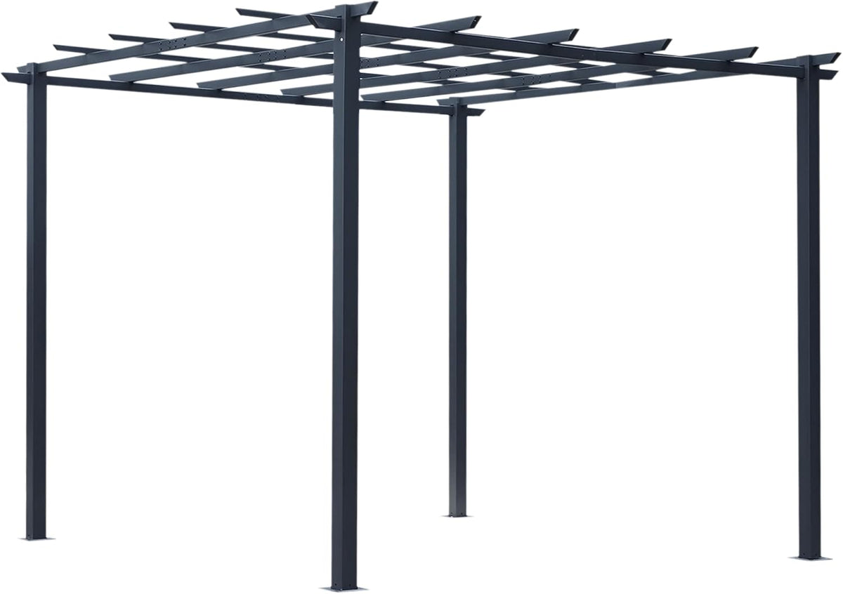 Outsunny Pabellón de jardín, arco para rosas, soporte para trepadoras, cenador de jardín, resistente a la intemperie, metal, negro, 2,97 x 2,95 x 2,3 m