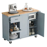 Isla de cocina con encimera plegable, carrito de almacenamiento para cocina con estante extraíble, toallero y cajón, ruedas giratorias