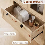 Alacena de cocina estilo granja con puertas de vidrio, armario de almacenamiento de 72 pulgadas con cajones y estantes ajustables para comedor, baño y sala de estar