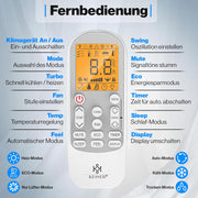 Set de aire acondicionado Split KESSER®, función WiFi/App, refrigeración A++/calefacción A+, 18000 BTU/h (5.300W) muy silencioso, refrigerante R32, mando a distancia, función de temporizador, material de montaje, antracita
