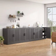 Armario de almacenamiento decorativo de 62 pulgadas, color negro, de mimbre y madera con 12 estantes