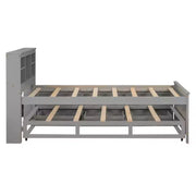 Cama tipo plataforma con nido y cajones, cama tipo plataforma con almacenamiento y USB, cama tipo plataforma de madera con estantería
