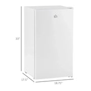 Mininevera con congelador HOMCOM de 3.2 pies cúbicos, refrigerador compacto de una puerta con termostato ajustable para dormitorio