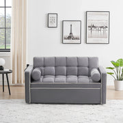 Sofá cama de 2 plazas de terciopelo de 55" con cama extraíble, respaldo ajustable, bolsillos laterales y soporte para teléfono