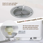 YU YUSING Mini Lavavajillas Compacto 45cm, 4 Cubiertos, 5+1 Programas, Secado PTC, Con o Sin Toma de Agua, Lavavajillas Pequeño de Libre Instalación, Portátil, Depósito 5L, Pantalla LED, Blanco y Negro