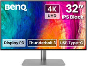 Monitor para diseño BenQ PD3225U de 32 pulgadas 4K para Mac, 3840x2160 UHD, IPS 2000:1, Thunderbolt 3, Display P3, DCI-P3, sRGB, Rec.709, HDR, Hotkey Puck G2, ICC Sync, KVM