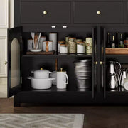 Aparador de comedor estrecho de 55 pulgadas con 3 cajones y 4 puertas para cocina, comedor y sala de estar