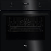 Horno empotrable AEG – Serie 5 Aire caliente circular: resultados de cocción uniformes en 3 niveles – Autolimpieza por pirólisis – 25 programas automáticos – Pantalla táctil LED – Calentamiento rápido – Negro – BPE53516AB