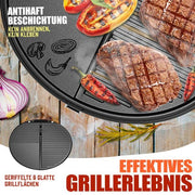 KESSER Parrilla eléctrica 2 en 1 de sobremesa y con soporte, 2400 W, termostato, revestimiento antiadherente, para interior y exterior