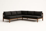 Sofá rinconero modular negro con estructura de madera 300x300x85 cm