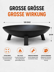 Brasero Grillfürst de acero de Ø 120 cm - brasero para jardín o terraza, sólido, duradero y resistente al calor, para hogueras o como zona de cocción, diámetro 120 cm