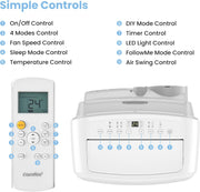 Aire acondicionado portátil Comfee Easy Cool 2.0, 7000 BTU 2,0kW, refrigeración, ventilación y deshumidificación, tamaño de habitación hasta 68m³ (25㎡), control por APP/Alexa/Google Home/IFTTT, aire acondicionado móvil con manguera de escape