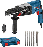 Martillo perforador profesional Bosch GBH 2-28 F (potencia 880 vatios, diámetro de perforación en hormigón máx.: 28 mm, incluye set de 6 brocas y cinceles, SDS-plus) - Exclusivo de Amazon, funciona con batería