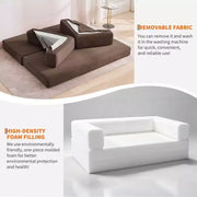 Sofá cama convertible 5 en 1: diván de suelo de pana de 78.8" con brazos, respaldo y cojines ajustables