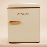 Cecotec Mini Frigorífico Bolero CoolMarket TT Origin 45 Beige E. Frigorífico con 55 cm de altura y 44,7 cm de ancho, Clase Energética E, Compartimento de Hielo y Tirador Cromado, Beige