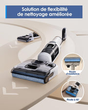 Aspiradora y fregadora Tineco Floor One Stretch S6, potente aspiradora en seco y húmedo inteligente, diseño plano de 180°, limpieza de bordes dual, autolimpieza Flashdry a 70℃ en 5 min, 40 min de autonomía