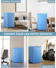 Minirefrigerador Upstreman con congelador de 91 L, termostato ajustable, refrigerador pequeño para dormitorio, frigorífico compacto para oficina, azul - BR321
