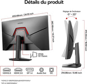 Monitor Gaming KOORUI 27 pulgadas, pantalla PC IPS, QHD 2560 × 1440, 260 Hz, 1 ms HDR400 99% sRGB, Adaptive Sync, inclinación ajustable de -5° a 20°, 2xHDMI 2.0 y 1xDP 1.4, negro