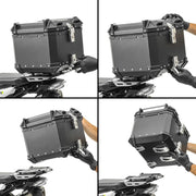 Set Top Case Moto Aluminio 65L + respaldo pasajero Bagtecs XB65 Plata