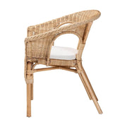 Silla de comedor Abbey de ratán natural estilo bohemio moderno