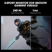 Monitor Gaming KOORUI de 27 pulgadas, 240Hz, FHD, 1ms, Adaptive Sync (1920 x 1080p, DCI-P3 90%, SRGB 100%, HDMI, DisplayPort, VESA 75x75)