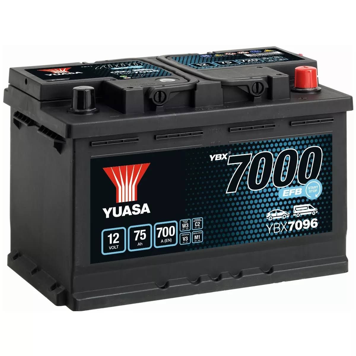 Batería YUASA YBX7096 Start Stop EFB 12V 75Ah 700A
