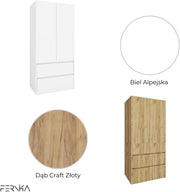 BDW - Armario con cajones - Armario de 90 cm de ancho, 181 cm de alto, 51 cm de fondo - Armario de pasillo de 2 puertas, con barra para ropa y estantes - para dormitorio, niños, pasillo - Negro