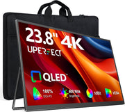 UPERFECT Monitor Portátil 4K 23,8" QLED | 400 Nits 24" Monitor Grande | 3840 * 2160 UHD 100% DCI-P3 | 1MS FreeSync | USB-C y HDMI | VESA y Soporte | Segunda Pantalla para Portátil, PC, Consolas de Juegos