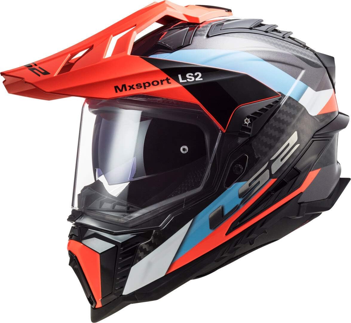 Casco de motocross LS2 MX701 Explorer C Frontier Carbon Azul/Naranja L (59/60)