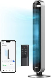 Ventilador de torre inteligente Dreo 25 dB más silencioso con control por voz, ventilador WiFi para Alexa, control por APP, ventilador de pie oscilante de 120°, 12 velocidades, 4 modos, temporizador de 12 horas, Pilot Max S