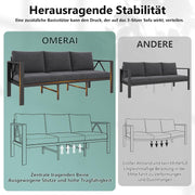 Conjunto de muebles de jardín de aluminio OMERAI de 5 piezas, incluye funda protectora impermeable para 7 personas, salón de jardín exterior con sofá, sillones y mesa, conjunto de jardín para jardín, terraza y balcón, gris oscuro
