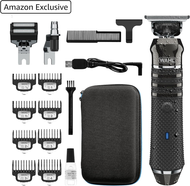 Recortadora de barba inalámbrica Lithium-Ion Pro Series, cabezales intercambiables, lavable, cuchillas de metal, cortapelos de precisión