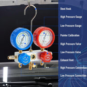 Juego de bomba de vacío BACOENG para aire acondicionado, ideal para carga de refrigerante HVAC/automotriz, kit de llenado de aire acondicionado para vehículos, compatible con R134A R410A R407C R32