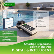 Poollab 2.0 Edición Especial, comprobador electrónico de piscinas (fotómetro), medidor de agua de piscina, 170 tabletas de prueba para cloro, valor de pH, rojo fenol, accesorios para piscinas (con DPD1, DPD3, pH, CYA, AlkalM)