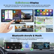 LAMTTO Pantalla CarPlay para coche inalámbrica de 10,25 pulgadas, autorradio estéreo con Android Auto, cámara frontal 2,5K, cámara trasera 1080P, navegación, Bluetooth, FM, AUX, grabación en bucle, tarjeta TF de 64 GB